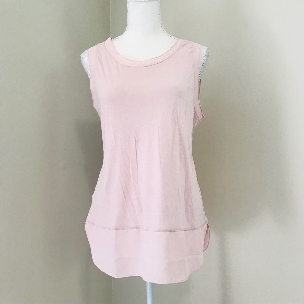 LOFT Pink Mixed Media Tank in Size Medium